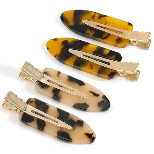 Canitor No Bend Hair Clips - Women's Resin Flat Tortoise Shell Clips for Hairstyling, Makeup, and Salon (4Pcs) - Image 1
