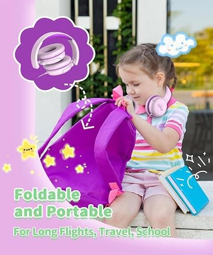 WaveBlend Kids Headphones with Cord - Wired Headphones for Kids, 85/94dB Volume Limited for Safe Listening, Comfortable & Durable, 3.6mm Jack for School, Tablet, Travel, PinkPurple thumbnail 6