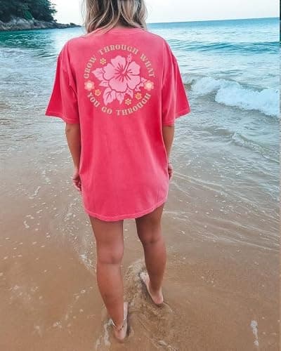 Women's Oversized Hawaiian Graphic T Shirt Retro Tropical Floral Short Sleeve Tee Casual Summer Beach Vacation Tops thumbnail 3
