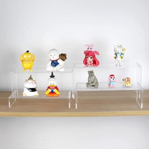 ELEGANTLIFE 3 Tier Acrylic Riser Display Shelf Cupcake Stand for Amiibo Funko POP Figures,Perfume & Cologne Organizer,Desserts Holder,Jewelry Display Shelf Risers for Décor,2 Sets of 3-Pack (Clear) thumbnail 7