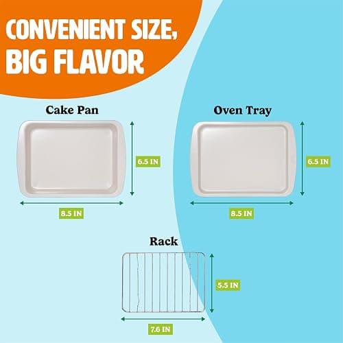 Tasty Nonstick Toaster Oven Baking Set Includes Cake Pan, Oven Tray, Rack, Carbon Steel Bakeware, 3-Piece Set, Pink thumbnail 2