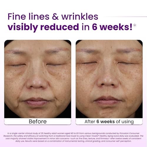 Clean Skin Club Healthy Aging Clean Towels® XL, Smooths Fine Lines Wrinkles & Texture in 6 weeks, Treated for Extra Softness, Disposable Face Towels, Anti Aging Makeup Remover Dry Wipe, 50 count thumbnail 2