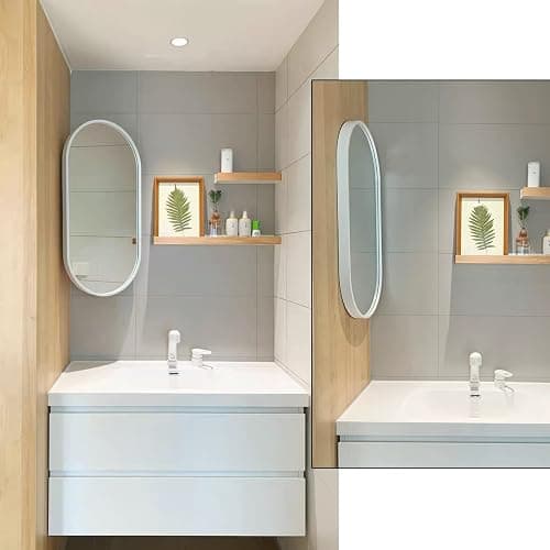 Jcgly Wall Mount Corner Mirror, Oval Bathroom Pivot Mirror, Wall Mirror with Extendable Arm and Metal Frame, Rotating Tilting Mirror, Vertical & Horizontal(White,16" x 32") thumbnail 6