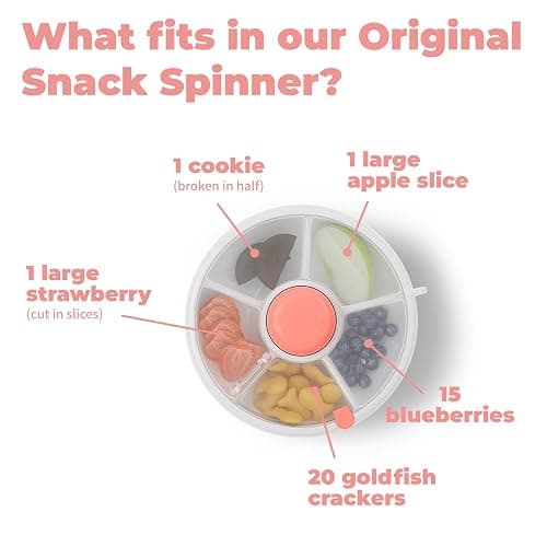 GoBe Kids Small Snack Spinner Flip Bundle with Hand Strap and Sticker Sheet - Reusable Snack Container with 5 Compartment Dispenser and Lid | BPA/PVC Free | Dishwasher Safe | No Spill- Mint Green thumbnail 6