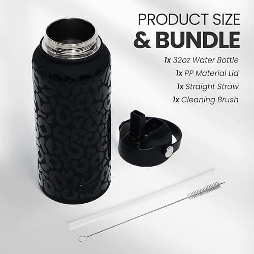 Leopard Water Bottle 32oz Stainless Steel Double Wall Vacuum Insulated with Lid, Leopard Print Water Bottles for Gym Sports Travel Outdoor, Gifts for Women Girls Ladies Birthday Christmas thumbnail 5