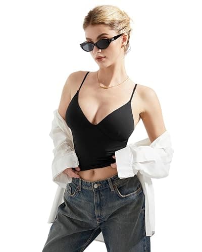 SUUKSESS Women Sexy Deep V Neck Sleeveless Fitted Basic Tops Y2K Tank Top Cami thumbnail 5