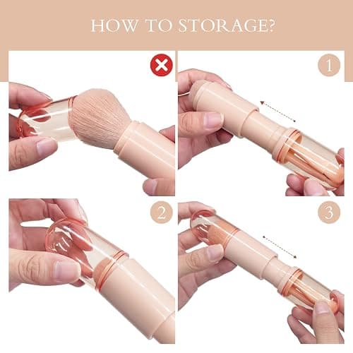 Travel Makeup Brushes Set: 4 in 1 Mini Cute Makeup Brush Retractable Professional Foundation Blending Powder Eye Shadow Brush for Women Facial Cosmetics Makeup Brush Set thumbnail 7