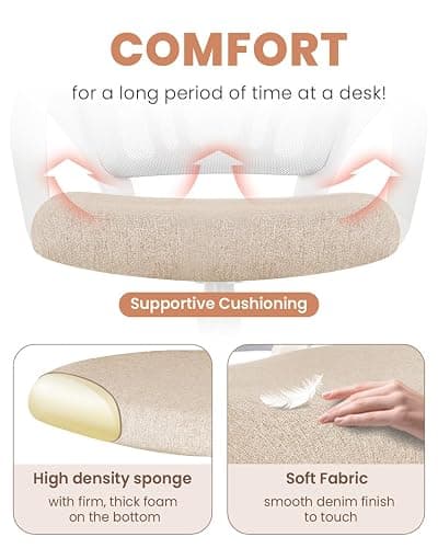 NEO CHAIR Office Desk Computer Chair Ergonomic Mesh Gaming Mid Back Seat with Comfy Lumbar Support Adjustable Height Swivel for Home Task (Beige) thumbnail 5