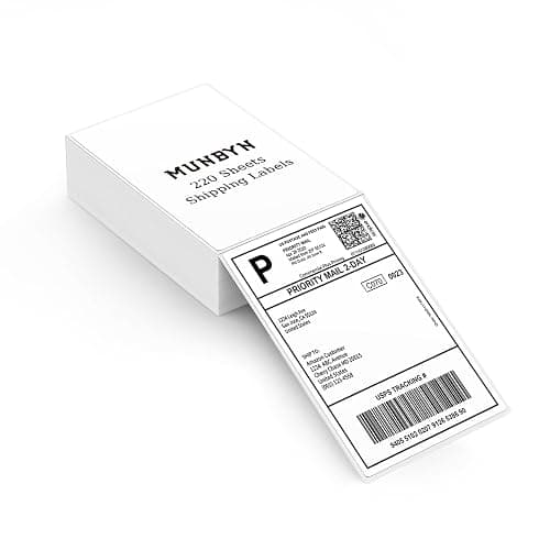 MUNBYN 4x6 Thermal Printer Labels, Commercial Grade, 220 Sheets/Stack | 4"x6" Fanfold Shipping Labels, No BPA and BPS, Print Clear and Sharp, Strong Adhesive, Compatible with Most Thermal Printers - Image 1