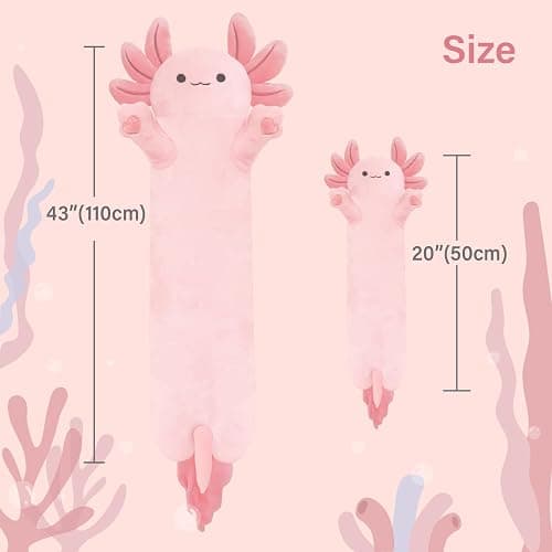 YUNCOL Axolotl Plush,Long Axolotls Plush Toys Pillow,19.6 Inch Cute Axolotl Stuffed Animal, Axolotls Plush Toy Gift for Girls Boys thumbnail 2