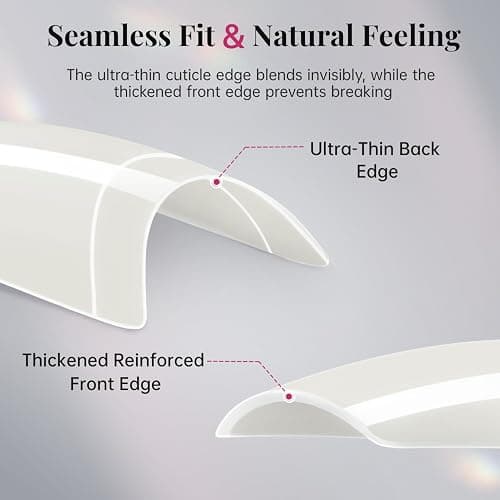 Krofaue 500PCS flexible gel French Half Cover Acrylic Nail Tips Manicure | 10 sizes, flexible, French style, crystal-clear, easy to trim, for salon and home DIY, includes box thumbnail 5