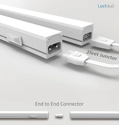Leetdud Under Cabinet Lighting Plug in, 16 Inch 2 Pcs, Linkable AC120V 3CCT 3000K/4000K/5000K Ultra Slim, LED Under Cabinet Lights for Counter Light, Kitchen, Shelf, Sink, Workshop, Desk, White thumbnail 2