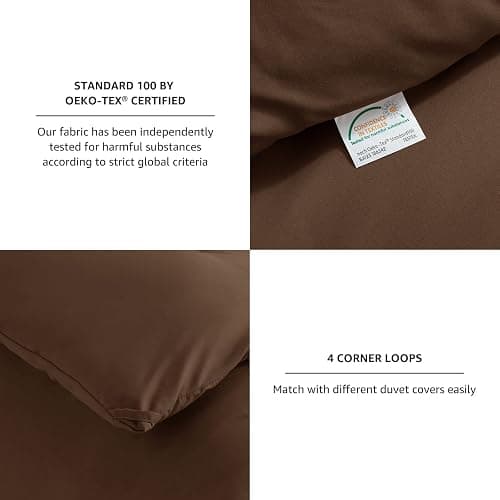 CozyLux Oversized Queen Comforter Set Brown, 3 Pieces 98x98 Solid Breathable Quilted Bedding Sets for All Season, Luxury Soft Lightweight Bed Set with Down Alternative Comforter and 2 Pillowcases thumbnail 4