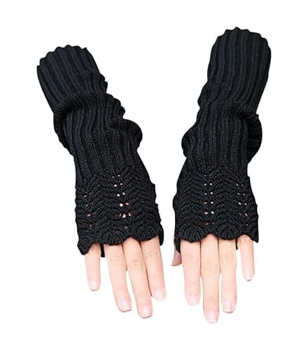 Novawo Women Arm Warmers Fashion Long Fingerless Gloves Knitted Kawaii Warm Gloves - Image 1