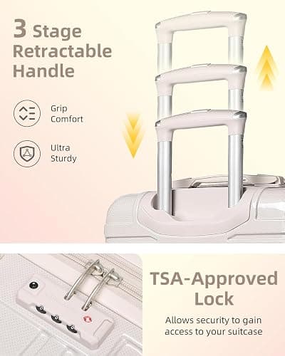 LARVENDER Carry on Luggage 22x14x9 Airline Approved Hardshell Suitcase with Wheels TSA Lock, PC+ABS Lightweight Suitcase Set for Women with Travel Backpack, Glossy Champagne thumbnail 2