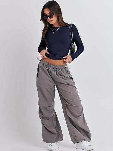 ANRABESS Women’s Long Sleeve Shirts Tight Fitted Going Out Crop Tops Crewneck Basic Tee Y2k Fall Outfits Teens Girls Clothes thumbnail 9