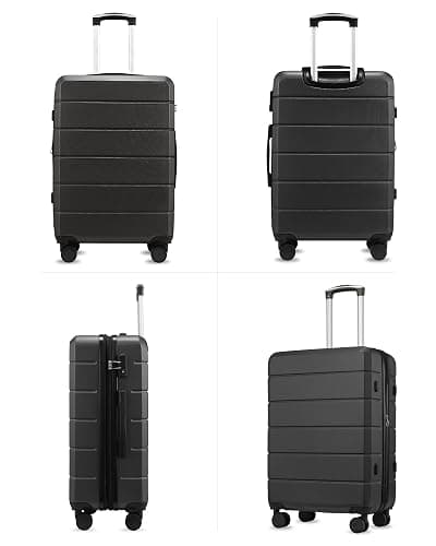 Expandable Hardshell Suitcase with TSA Lock, Medium Checked Luggage 24 Inch | Medium Packing Space, Lightweight ABS Hardshell with Spinner Wheels, Organized Interior for Travel, Black Suitcase thumbnail 7