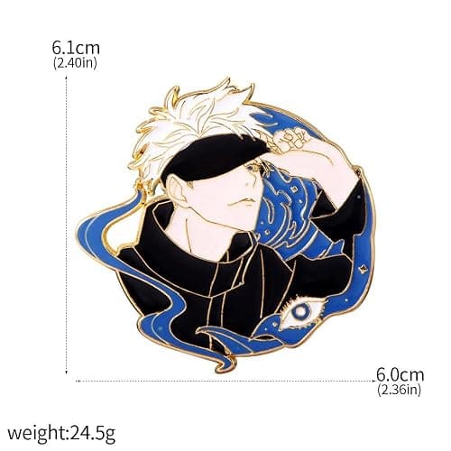 JJK Satoru Brooch Pins - Anime Figure Satoru Enamel Pins - Funny Gifts for Anime Lovers thumbnail 2
