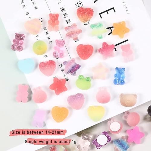 DIYOMR 3D Clear Resin Stickers for Big Belly Cups Mugs, Removal Without Trace, 100 Mixed Shapes Resin Self Adhesive Art Stickers Decor for Handcraft/DIY/Photo Album/Hair Accessories/Laptop thumbnail 5