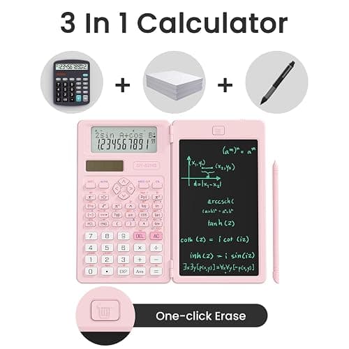 Pink Scientific Calculators for Girls Students, 82 MS Foldable Cute Science Calculator with Notepad Middle and High School Supplies thumbnail 3