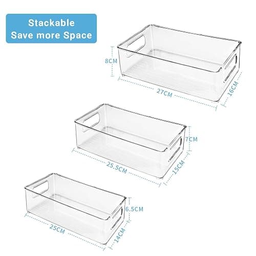 Diwoker Boite de Rangement Frigo Transparent, Empilable Organisateur Frigo pour Le Réfrigérateur, la Cuisine, Le Garde-Manger, Les Armoires et Les Comptoirs (9 Pièces) thumbnail 3