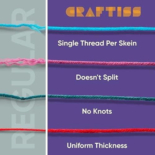 CRAFTISS 30 of 20g/0.7Oz Acrylic Yarn Mini Skeins - 1300 Yards of Soft Yarn for Crocheting and Knitting Craft Project, Assorted Starter Crochet Bulk Kit for Adults and Kids - Mothers Day Gift thumbnail 3
