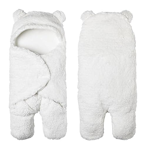 Soarwg Kids Baby Swaddle, Natural Receiving Swaddle Wrap, Baby Essentials Softness Plush Baby Swaddle, Ideal for Baby Girl and Boy Newborn Registry Search, Shower Gift 0-6 Months - White
