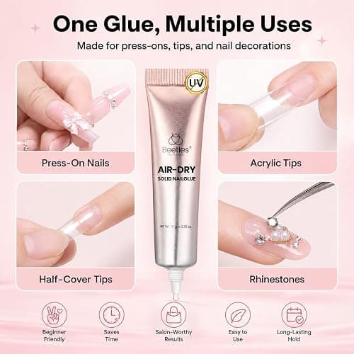 Beetles Super Strong Nail Glue 10g for Press On Nails, No UV Lamp Needed | Quick Drying, Long Lasting, Easy Control Semi Solid Nail Glue for False Acrylic Nails thumbnail 5