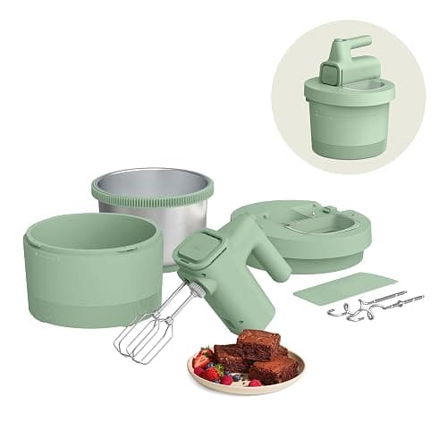 bella 3.5 Qt Hand & Stand Mixer, 2 in 1 Electric Mixer with Bowl, Dough Hook, Whisk & Egg Beater, Multifunctional Handheld Mixer for Baking, 200 Watt, Seaglass - Image 1