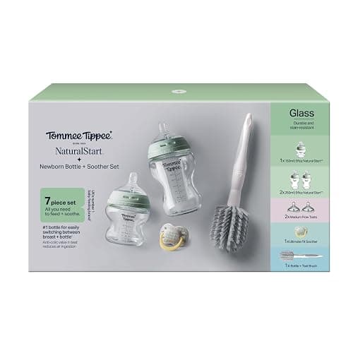 Tommee Tippee Natural Start Glass Newborn Starter Set, 150ml and 250ml Anti-Colic Baby Bottles, Slow and Medium Flow Breast-Like Teats for a Natural Latch, Self-Sterilising thumbnail 9