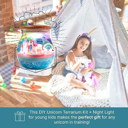 Unicorn Light Up Terrarium Kit for Kids I DIY Unicorn Toys Craft Kits for Kids I Terrarium Jar Night Light for Kids Crystal Growing Kit I Unicorn Gifts for Girls Age 4-12 - Unicorn Terrarium thumbnail 4