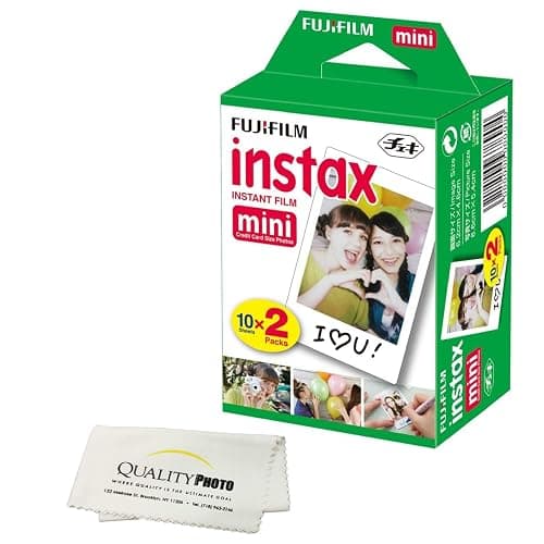 Fujifilm INSTAX Mini Instant Film (White) for Fujifilm Mini 8,9,11,12 Cameras w/Quality Photo Microfiber Cloth (20 Prints) - Image 1