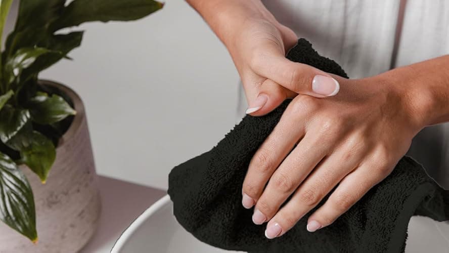 Avalon Towels Cotton Washcloths – (Pack of 24) Size 12x12 Inches, 100% Ring Spun Cotton, Soft & Absorbent Face Towels, Gym Towels, Hotel and Spa Quality, Reusable Fingertip Towels (Black) thumbnail 4