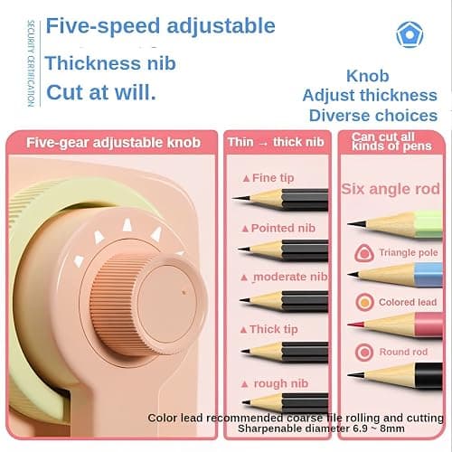 ZQS Manual Pencil Sharpener, Auto-in Hand Crank Pencil, for 6.9-8 mm Pencils and Colored Pencils, for Kids, Students, Classroom, Home and Office, Green thumbnail 3