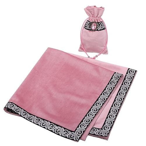 BLESSUME Wicca Square Altar Tarot Table Cloth for Reading with Card Pouch 24.4 * 24.4 inch (Pink1) thumbnail 3