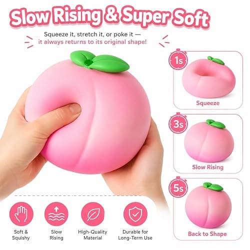 Giant Peach Squishy,Peach Peach Toys Slow Rising Soft Peach Fruit Toy, Stress Relief Squishy (1pc) thumbnail 3