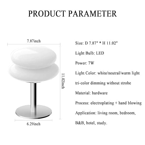 ASMSW Modern Small Table Lamp Dimmable Bedside Lamp 7W Cute Egg Tart Nightstand Lamp Table Light Fixture Simple Style Led Desk Lamp for Bedside Bedroom Living Room thumbnail 7