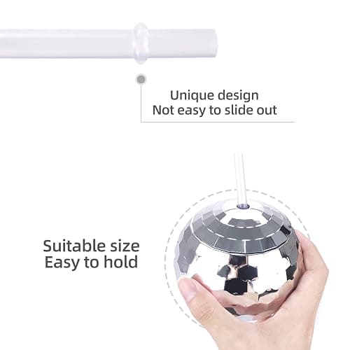 Xlong 2 Pack Silver Disco Ball Cups,20 Oz Reusable Plastic Cups Tumbler with Lids and Straws,Sparkly Glitter Disco Ball Cups Cocktail Cups Tea Bottle for Disco Party Decorations,Anniversary,New Years thumbnail 5