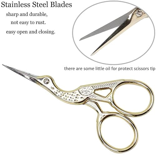 BIHRTC Small Craft 4.5Inch Embroidery Scissors with Artificial Leather Cover Stainless Steel Tip Bird Stork Scissors Shears for Sewing Crochet Embroidery Paper Art Work thumbnail 4