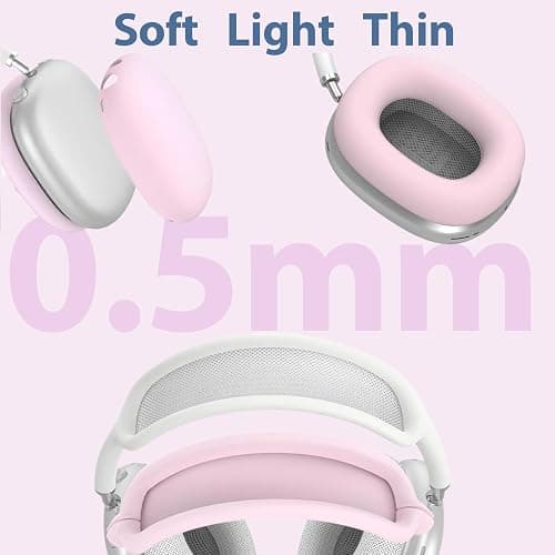 3-in-1 Silicone Case Cover for Apple AirPods Max Headphones, AirPod Max Accessory Protective Cover, Headband/Ear Cups/Ear Pad Covers, Anti-Scratch and Sweatproof (Pink) thumbnail 3