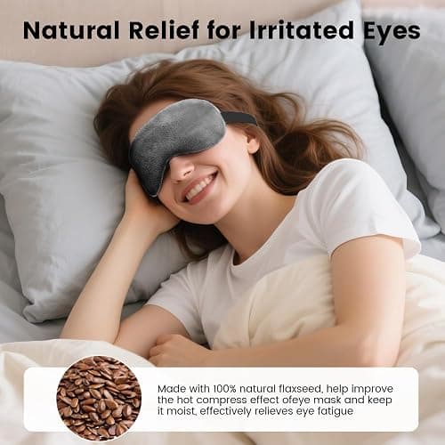 Microwave Heated Eye Mask, Steam Warm Compress for Dry Eyes, Work with Relieve, Blepharitis & Stye Treatment (Gray) thumbnail 3
