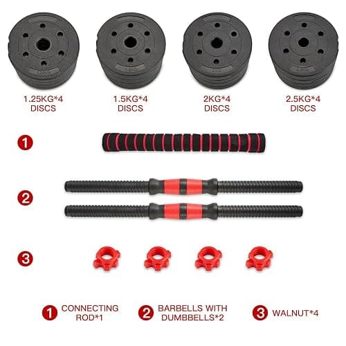 TEENO Dumbbells Barbell Set 30KG/20KG/15KG, Adjustable Dumbbells Weight Lifting Training For Man/Woman,effective for Bodybuilding Fitness Home Training thumbnail 6