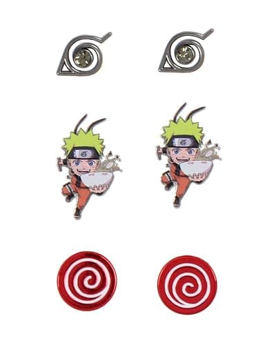 Naruto Shippuden Anime Manga Costume Jewelry Stud And Dangle Earring Set 4 Pack thumbnail 2