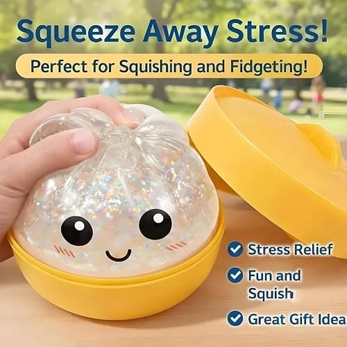 Glitter Dumpling Squishy, 2026 Upgrade Dumpling Squishy Mystery Box, Colorful Dumplings Stress Balls Fidget Sensory Toy, Stocking Stuffers with Food Steamer Stretchy Desk Toys thumbnail 2