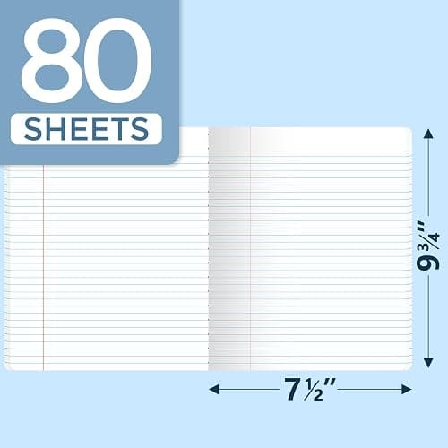 SUNEE Composition Notebook, Wide Ruled Paper, Home School Supplies for College Students & K-12, 9-3/4" x 7-1/2", 80 Sheets/160 Pages, Pink - Pink thumbnail 2