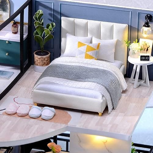 CUTEBEE DIY Dollhouse Miniature with Furniture, DIY Wooden Dollhouse Kit Plus Dust Proof and Music Movement, Creative Room for Valentine's Day Gift Idea(Cozy Time) - Cozy Time thumbnail 4