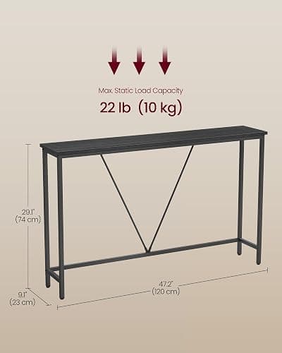 VASAGLE Console Sofa Table, Narrow Entryway Table, for Living Room, Bedroom, Easy Assembly, Charcoal Gray and Ink Black ULNT020B04 thumbnail 3