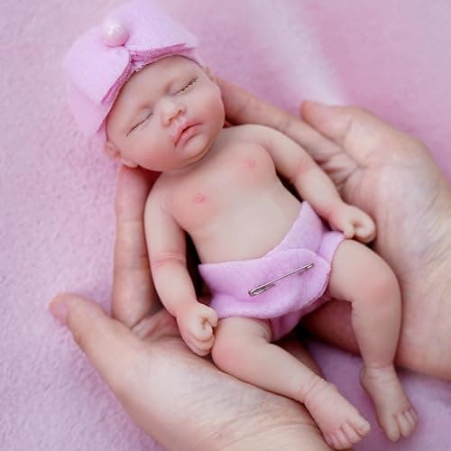 Mire & Mire 7" Miniature Reborn Baby Dolls - Silicone Full Body Baby Soft Skin Mini Realistic Newborn Doll with Feeding Accessories thumbnail 6