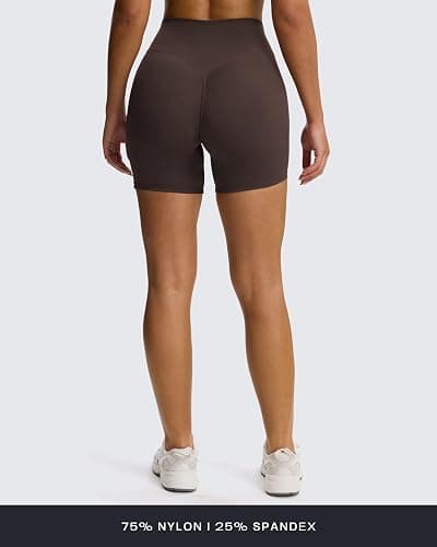 Aoxjox Venus Workout Biker Shorts for Women Cross-Waist Tummy Control High Waisted Hidden Scrunch Yoga Short 5"/6"/7" thumbnail 3