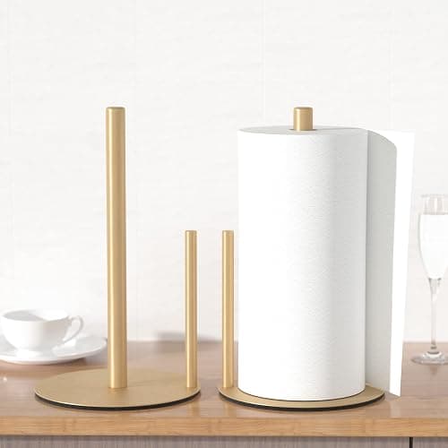 Paper Towel Holder Gold, Premium Stainless Steel Kitchen Roll Dispenser, Countertop Roll Organizer thumbnail 7